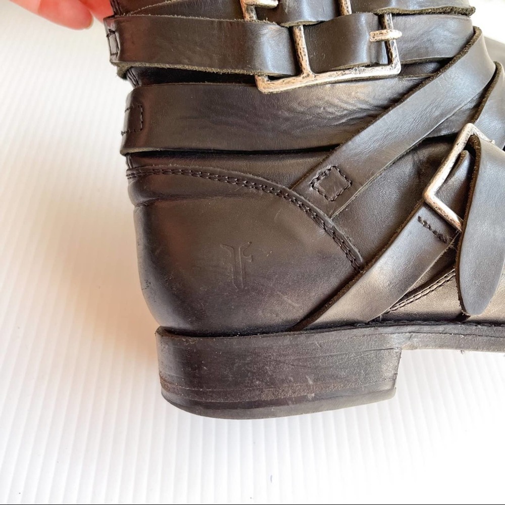Frye | Veronica Black Strappy Boots Leather - Picture 4 of 11